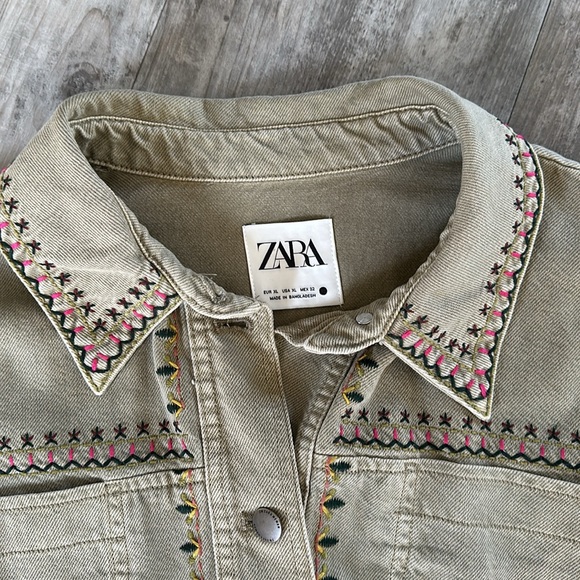 Zara embroidered cotton overshirt - Picture 5 of 12